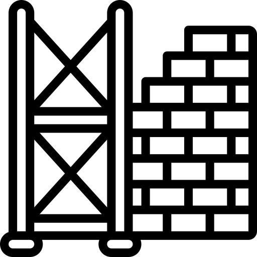 A stick figure scaffolder is seated at a desk, staring at a computer screen with a blank expression. The simple scene uses minimal lines, conveying boredom or frustration—perhaps while researching commercial scaffolding or temporary roofs.